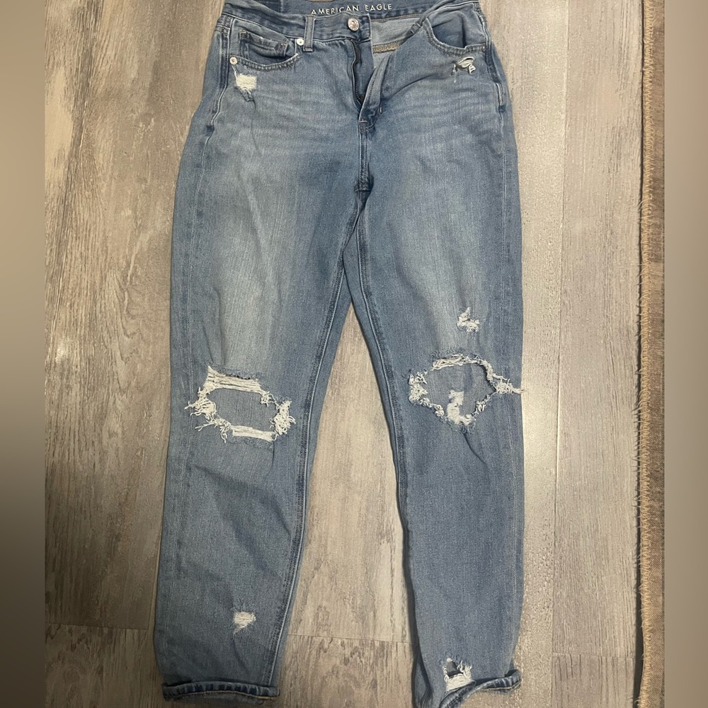 American Eagle distressed mom jeans